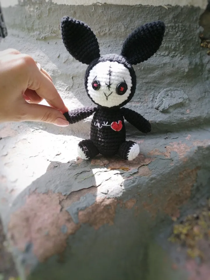 PDF Crochet small Voodoo Bunny Amigurumi Pattern button eyes, Crochet halloween Halloween Crochet Pattern Zombie pattern Monster toy pattern