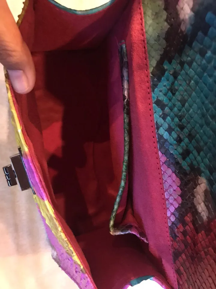 Top handle multicoloured classy genuine python skin bag | exotic leather bags | Elegant women purse | snake skin bag | designer leather bag