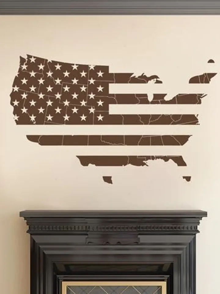 USA map as Flag Wall Decal Banner Sticker ik2252