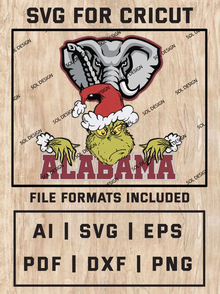 Grinch Alabama Crimson Tide SVG, NCAA SVG Design, NCAA Alabama Crimson Tide SVG, NCAA Tide Cricut, Christmas Svg, Grinch svg, Digital Download