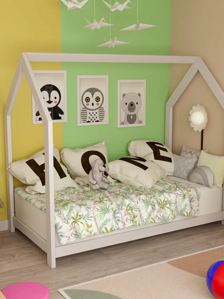 Toddler House Bed Frame Plans, Twin Size, DIY, PDF, Kids Bed Plan, Wooden Floor Bed for Kids Bedroom