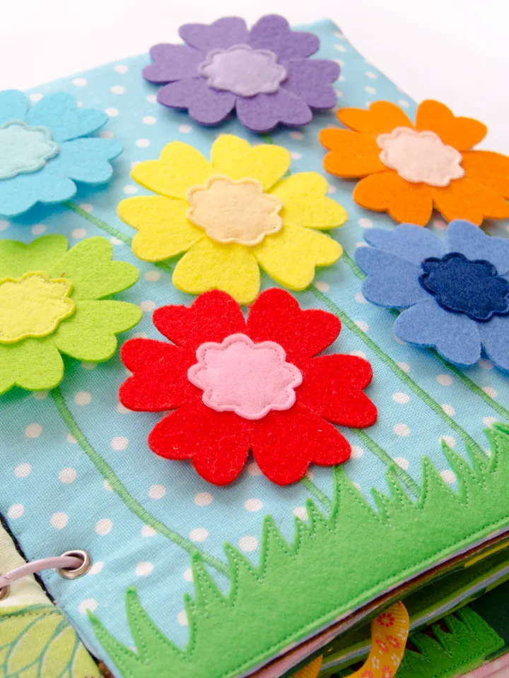 Quiet book page, Flower meadow, PDF sewing pattern, SVG files
