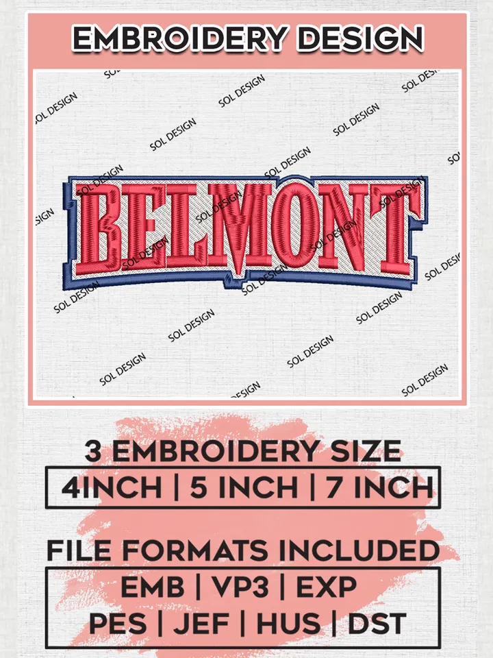 Belmont Bruins NCAA Team Wordmark Logo embroidery designs, NCAA Belmont Bruins Logo Machine embroidery files, NCAA Team Logo embroidery designs, NCAA Game Day Machine embroidery designs, Digital Download