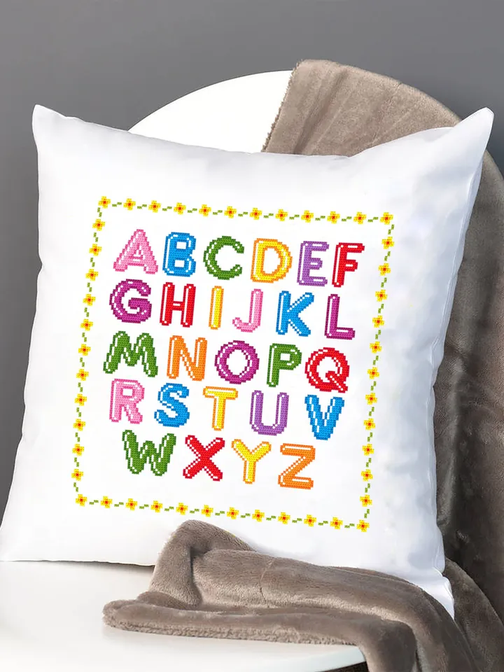 Alphabet letters cross stitch pattern download PDF Colorful font cross stitch chart Alphabet pattern digital PDF DIY kids room decor #A1