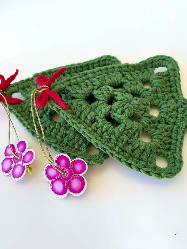 Nordic Yarn Art Christmas Tree Decoration - Handmade Crochet Tree Ornament - Tree Crochet Pattern For Winter Crochet Decor