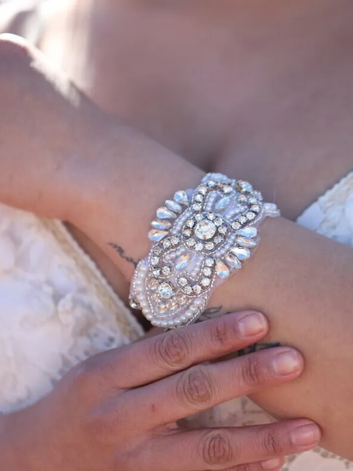 Art Deco Pearl Bridal Cuff Bracelet, Crystal Wedding Cuff Bracelet, Boho Wedding bracelet, Vintage Wedding jewelry, Jewellery, Gift For Her
