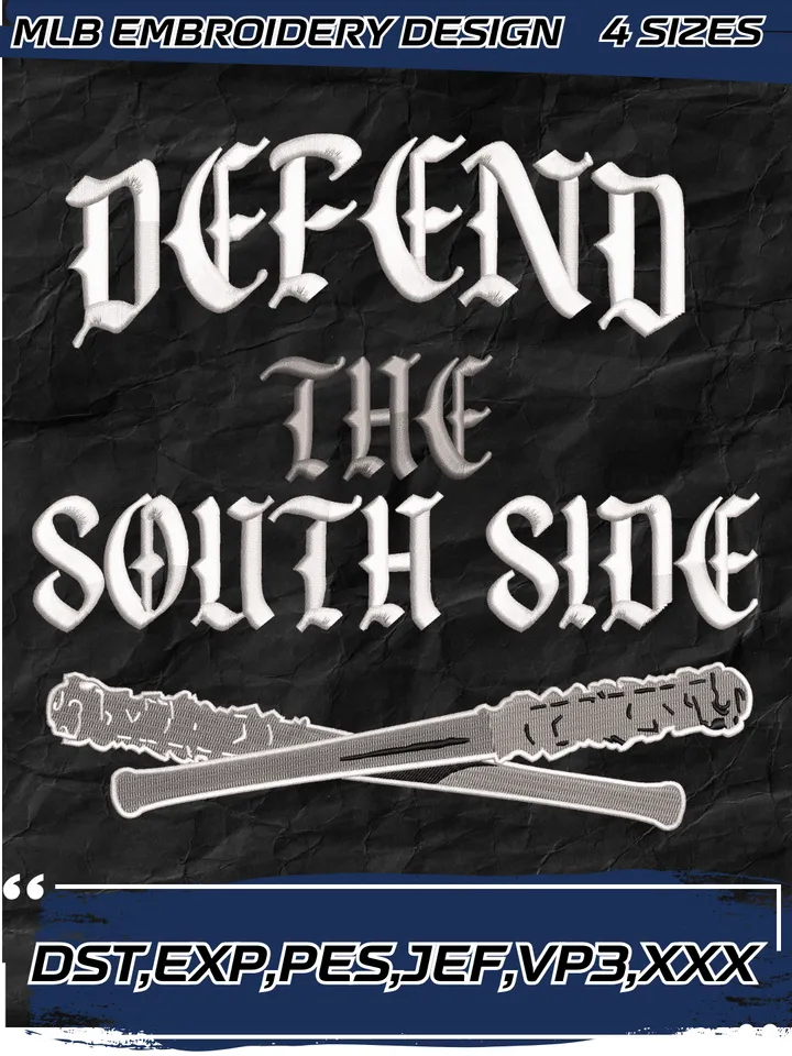 Defend The South Chicago White Sox Baseball MLB Embroidery Design,MLB Embroidery Design,Machine Embroidery Design File,4 Sizes, Digital Download