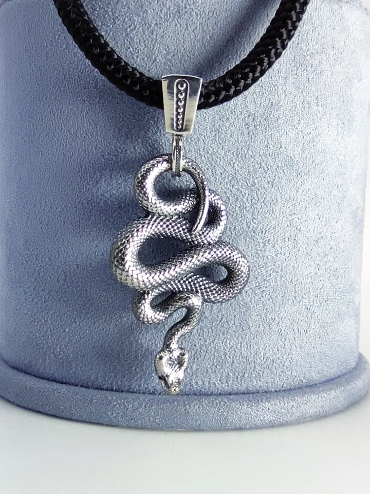 Symbol of the year - snake pendant + cord made of genuine leather or paracord