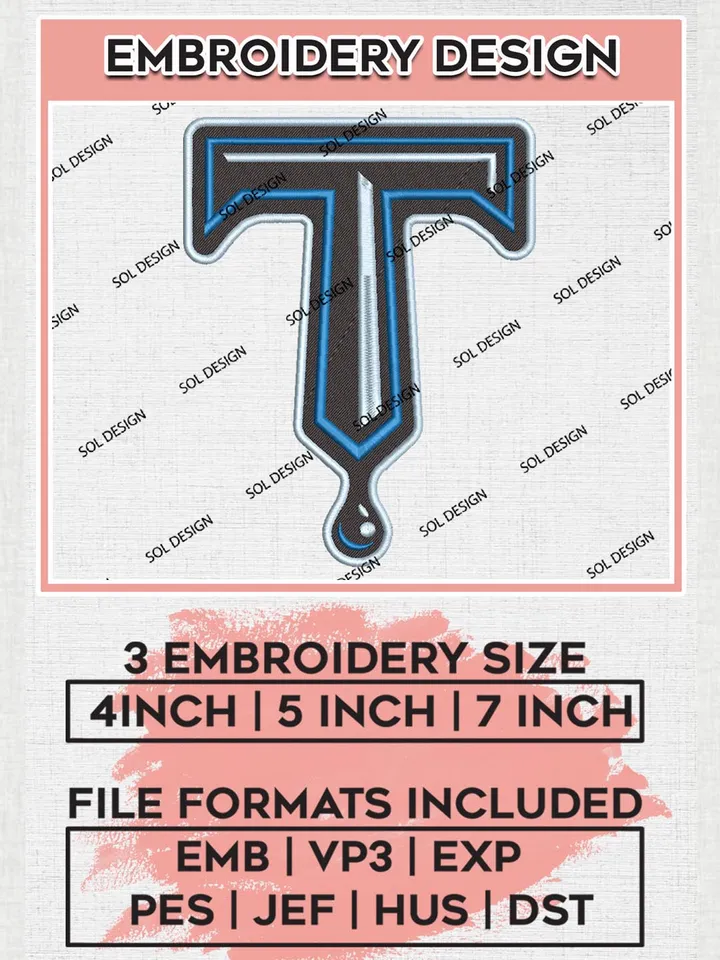 MiLB Tulsa Drillers Embroidery Design Files, MiLB Tulsa Drillers Logo, Minor League Baseball Logo Embroidery Designs, MiLB embroidery designs, Machine embroidery designs, Digital Download