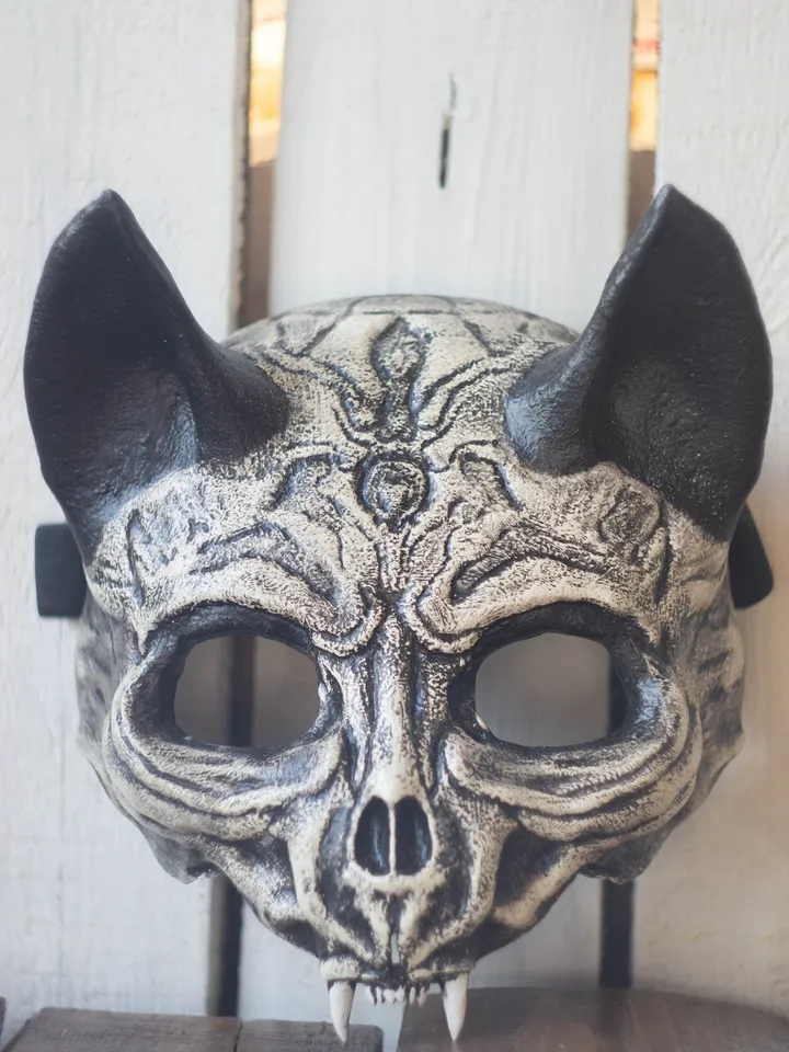 Bat Skull Mask | Animal Skull Mask with Pattern, Cat skull mask