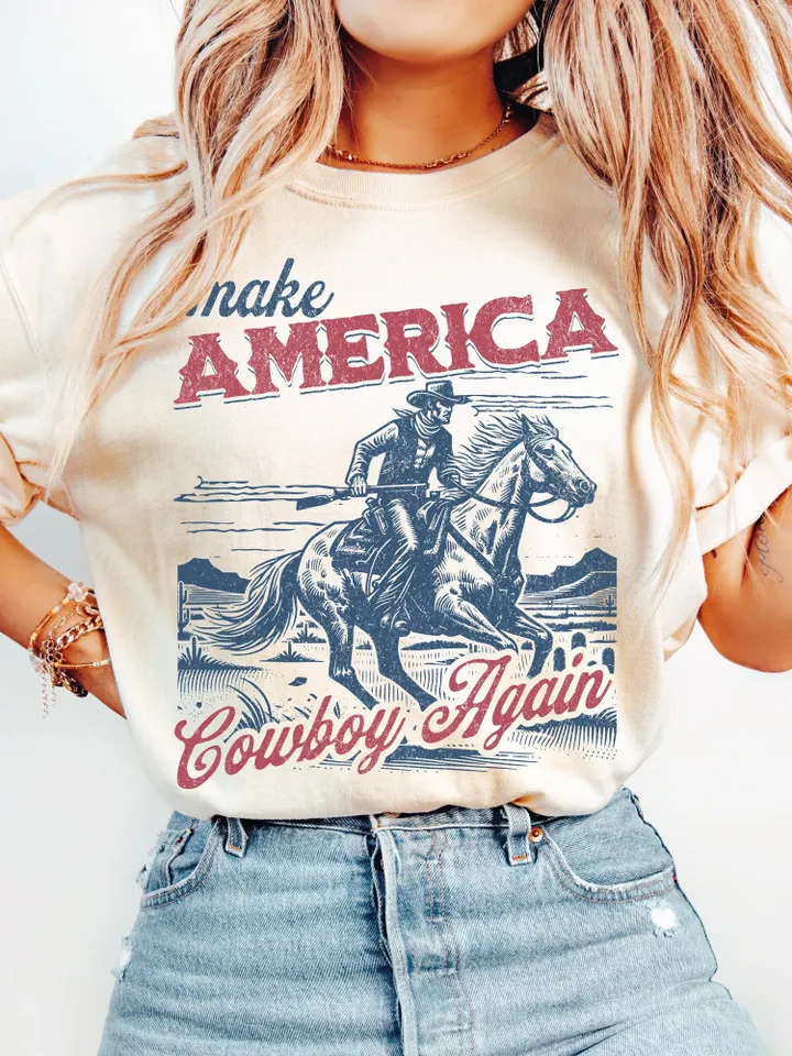 Make America cowboy again PNG, 4th of july png, Western 4th of july png, Independence day png, America png, Western png, Sublimation designs