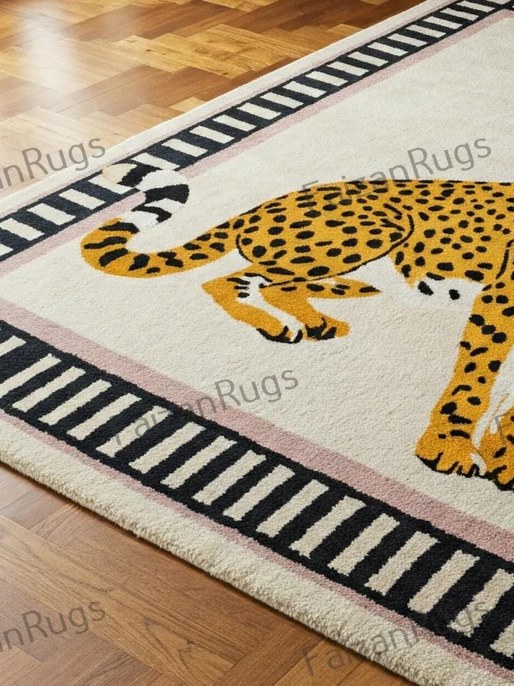 Leopard rug, modern hand tufted rug, Handmade, leopard, rugs for bedroom, customized area rug, Bedroom rug, 9x12 area rug, 3x5,4x6,5x7,8x10.