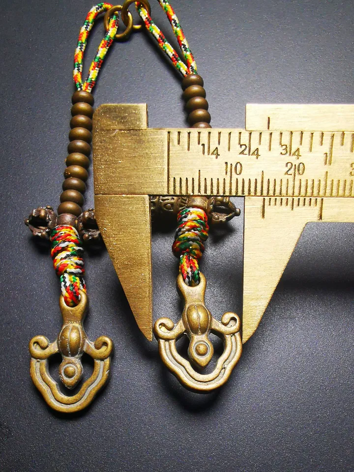 Gandhanra Handmade 5mm Tibetan Buddhist Mala Counters,Prayer Bead Counters, Carved with Dorje and Vajra / Kartika and Kila,Made of Brass