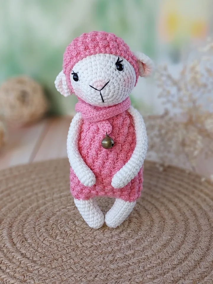 Crochet pattern lamb Shelli in English. Soft toy pattern. Amigurumi crochet pattern. Crochet baby doll pattern. Pattern