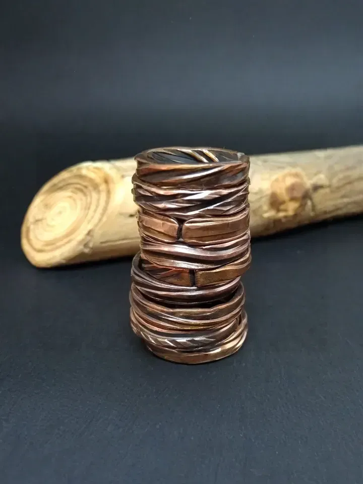 Rustic Copper Ring Textured Copper Band Ring for Men 7th Anniversary Gift Alternative Engagement Ring