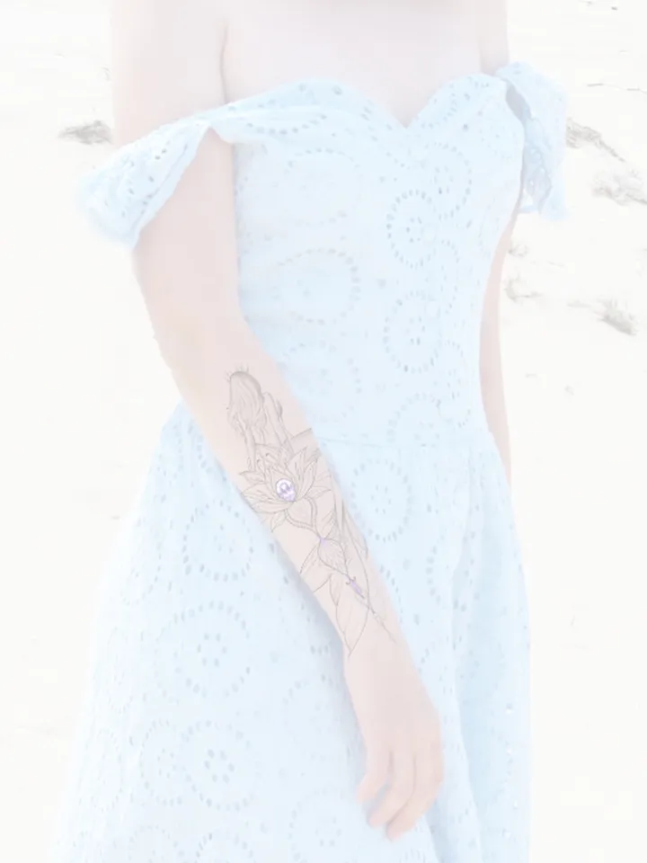 Mermaid Tattoo Design Mermaid And Lotus Ornamental Tattoo Drawing Idea For Females, Instant download PDF, JPG, PNG