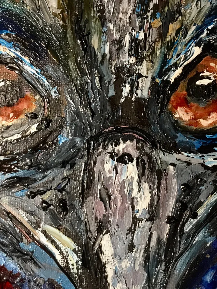 Cassowary bird, original mix media oil painting on canvas board,agressive exotic birds wall art, handmade mix media art home decoration