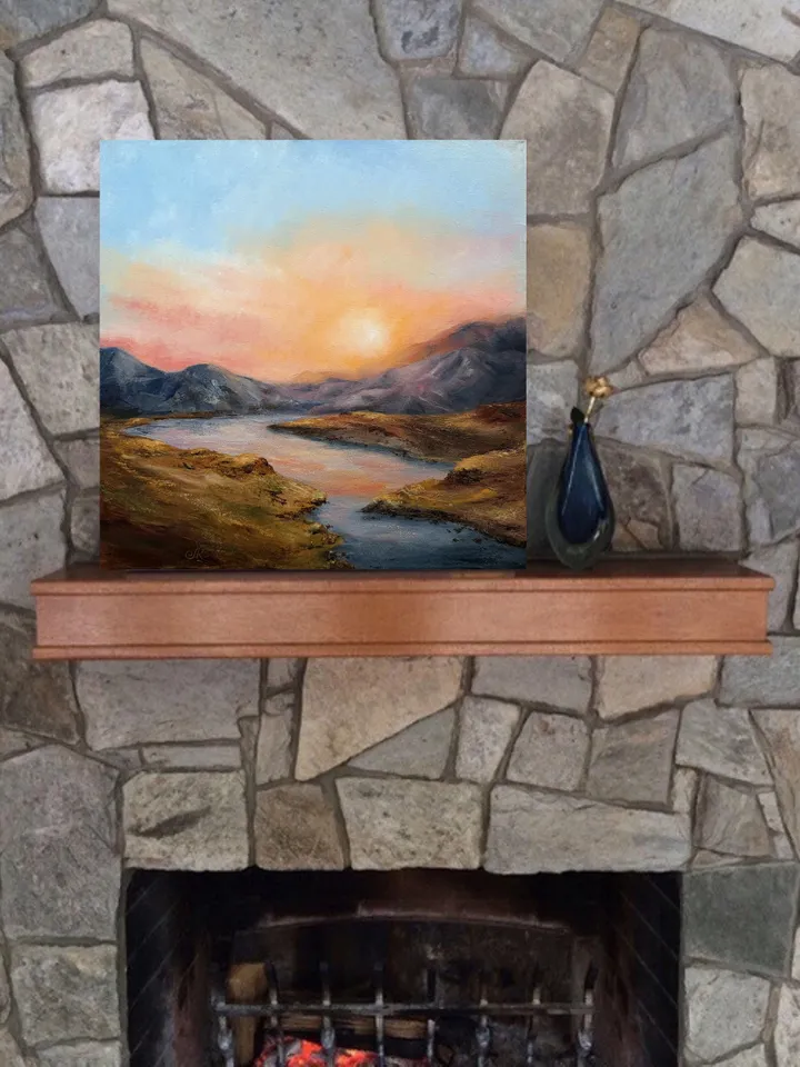 Oil Landscape Painting Mountain Wall Art Sunset Paintings