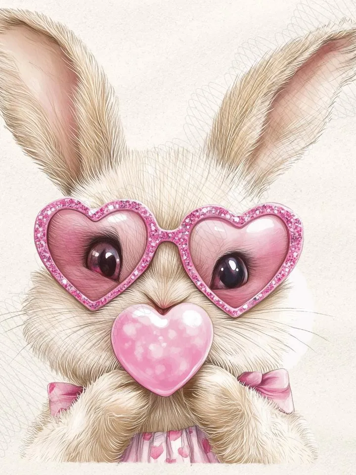 Retro Easter Bunny Blowing Bubble PNG, Vintage Happy Easter PNG, Funny Easter Bunnie Sunglasses Easter Holiday Sublimation Digital Download