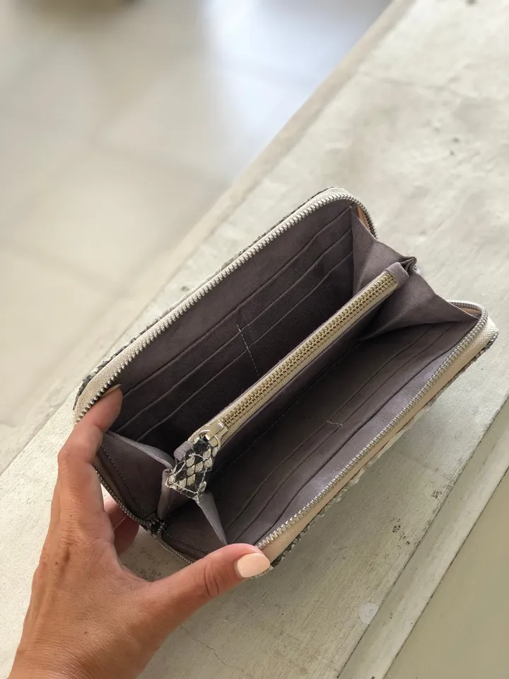 Genuine Python Skin Wallet | Money Wallet Genuine Leather Big Unisex | Python Leather Wallet Organizer Gray Woman | Money Documents Holder