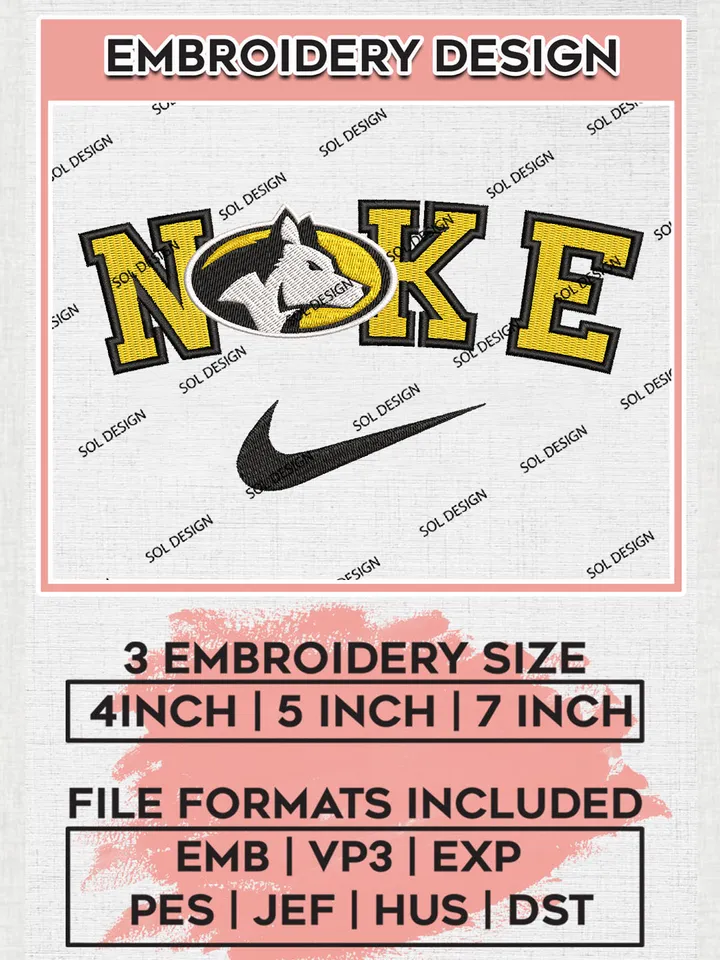 Ni.kee Michigan Tech Huskies Team Logo Embroidery Design Files, NCAA Michigan Tech Huskies Machine Embroidery, NCAA Teams, 3 sizes, NCAA Machine embroidery designs, Digital Download