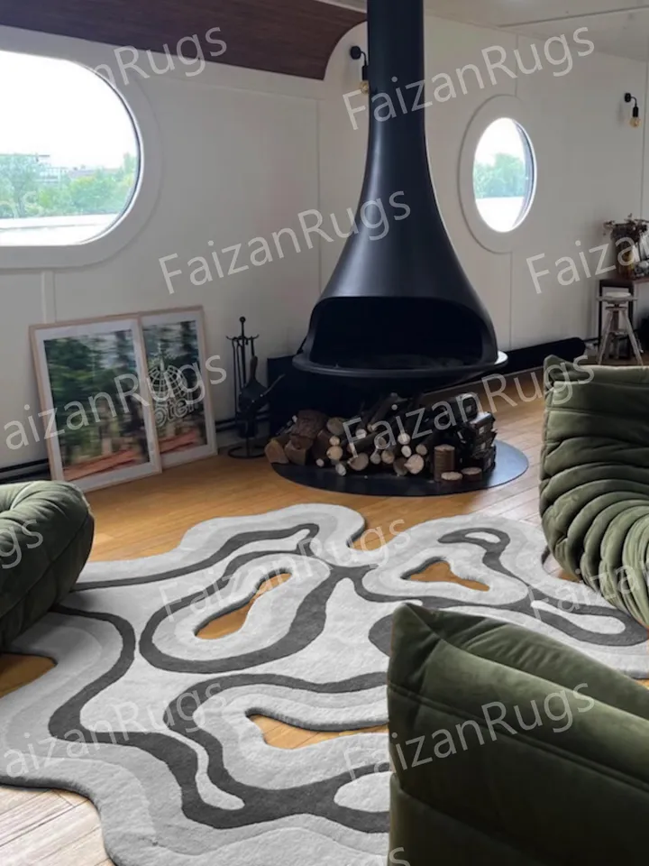 Buy Amoeba Shaped Rug Hand-Tufted 100% Wool Handmade Area Rug Carpet for Home, Bedroom, Living Room, Kids Room, Custom Rug Also.