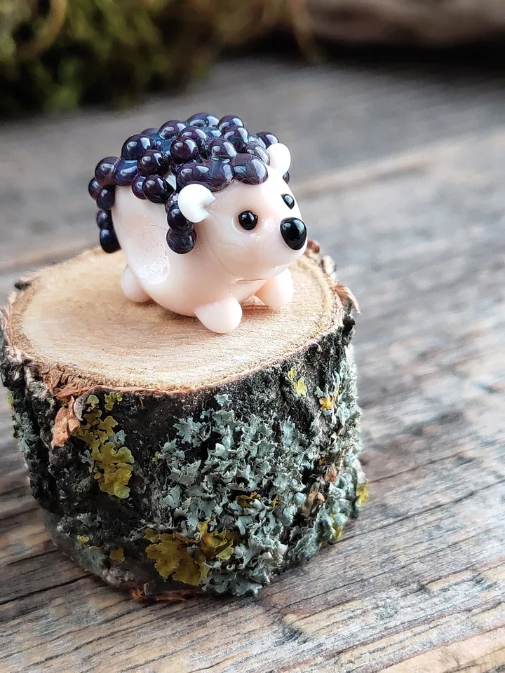 Hedgehog charm Hedgehog dread beads Hedgehog bead Hedgehog bracelet Glass Hedgehog BHB big hole bead Lampwork Hedgehog jewelry