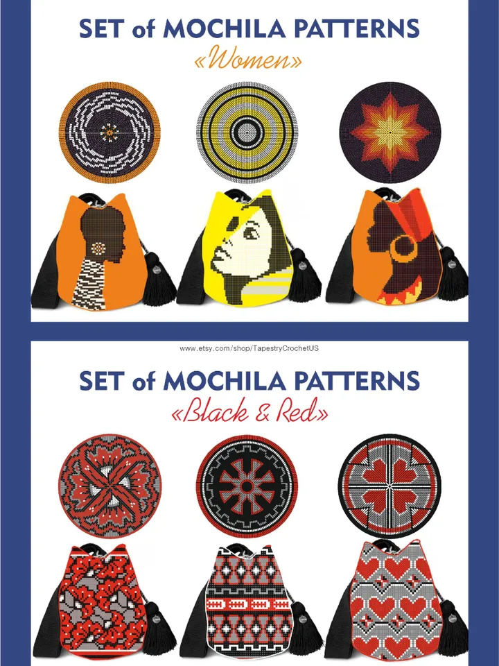 Wayuu mochila bag patterns / Big Collection - 2