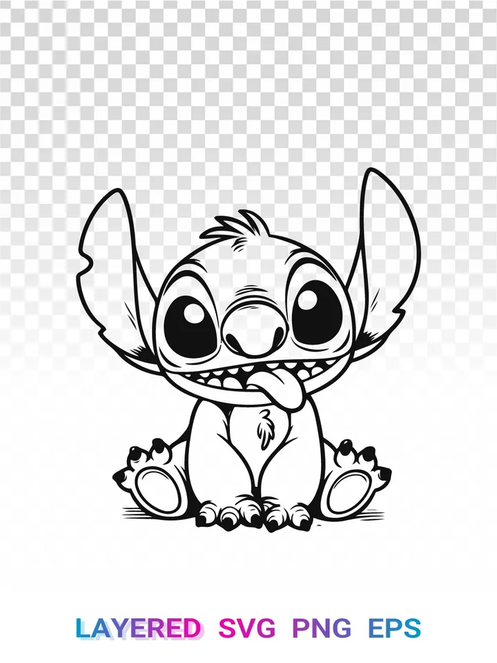 Stitch Silhouette PNG Disney SVG, Lilo Stitch Cricut