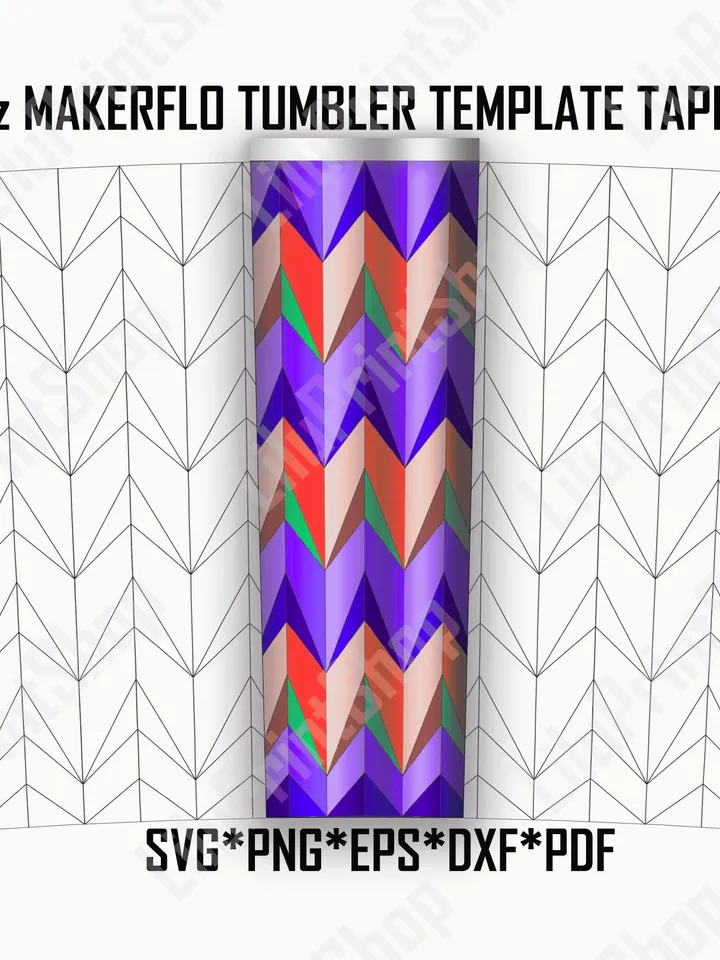 Herringbone Tumbler Template svg for Makerflo 30oz Tangram Tangram tumbler cut file . Arrow tumbler svg digital instant download
