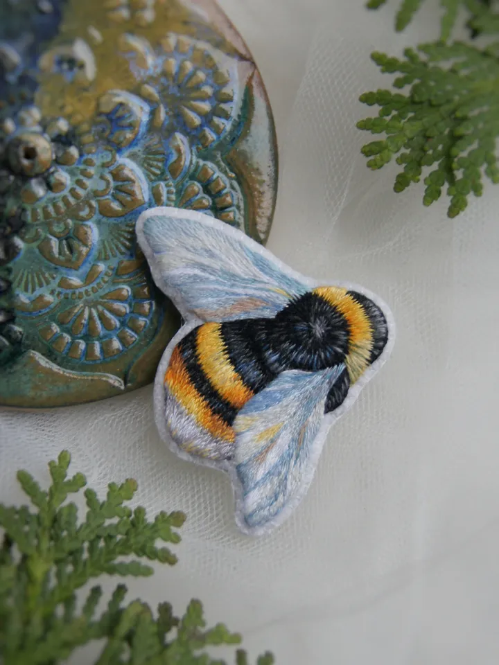 Embroidered Bumblebee Brooch