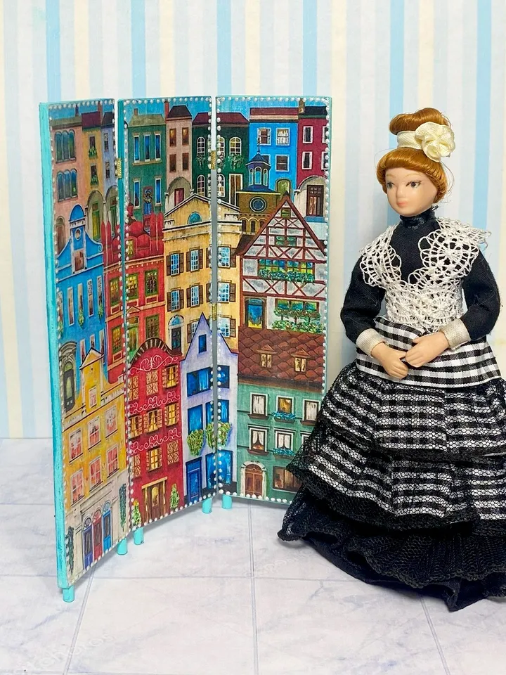 Screen for a dollhouse. 1:12. doll furniture, doll miniature, doll accessories.
