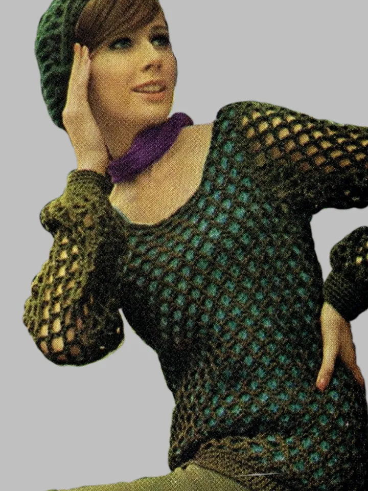Vintage Crochet Pattern 280 Make a Shell Covered in Fish Net Jacket Women