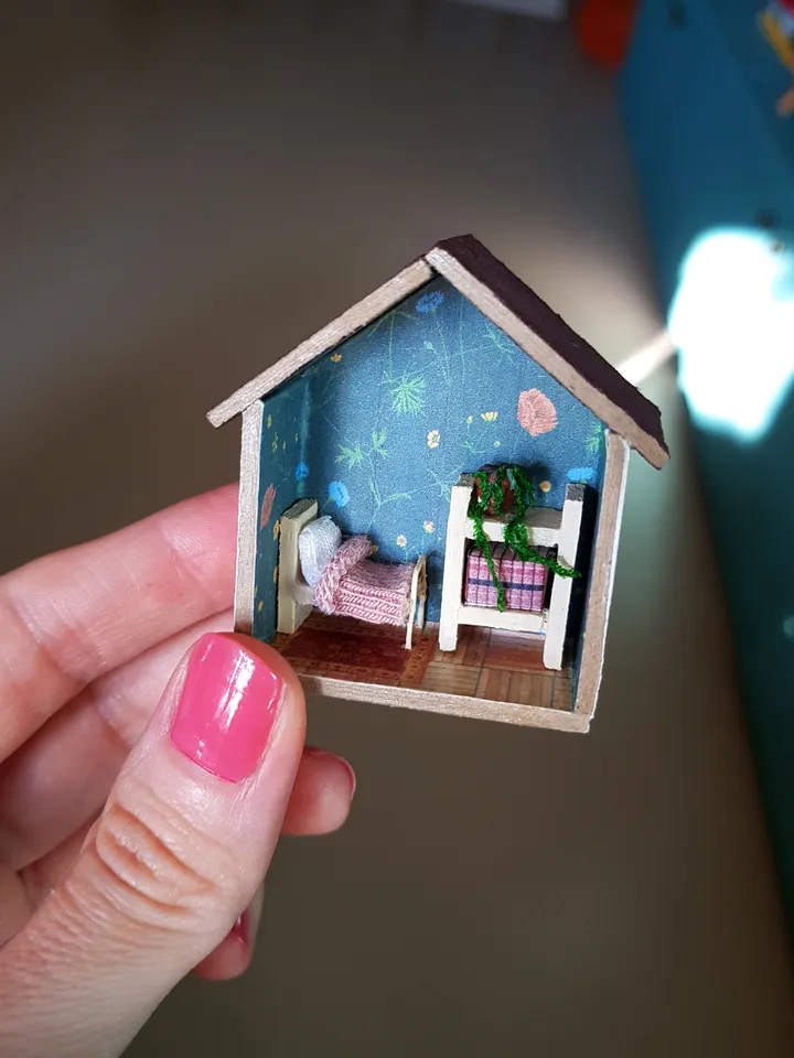 Micro Dollhouse Bedroom Mini with furniture scale 1:100