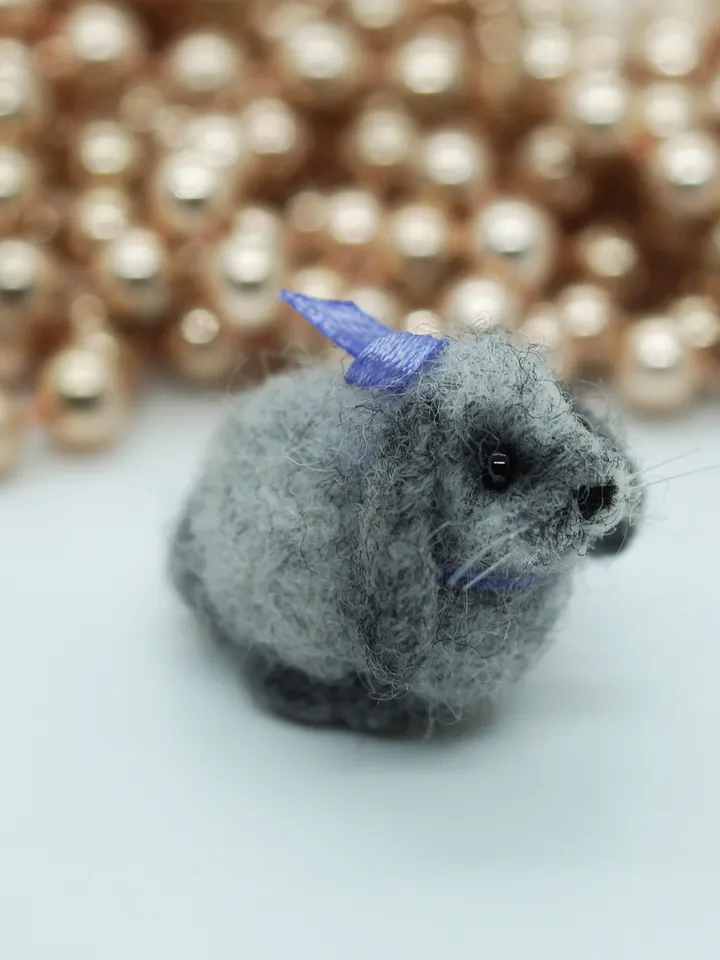 Carrot the rabbit, miniature needle felted animal, gift for her, tiny rabbit, made to order