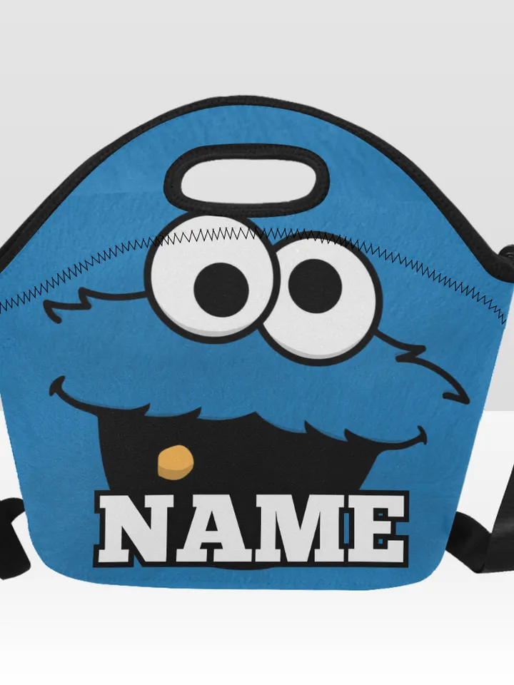 Custom NAME Cookie Monster Neoprene Lunch Bag, Lunch Box
