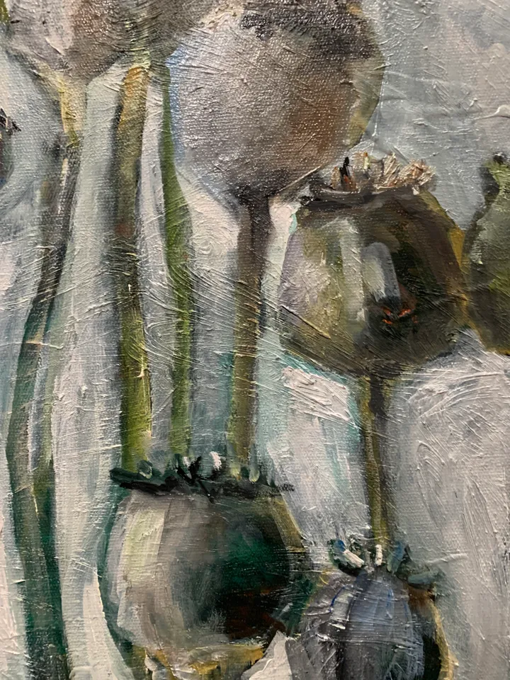 Poppy Painting Poppy Seed Pods Artwork 20x28 inch