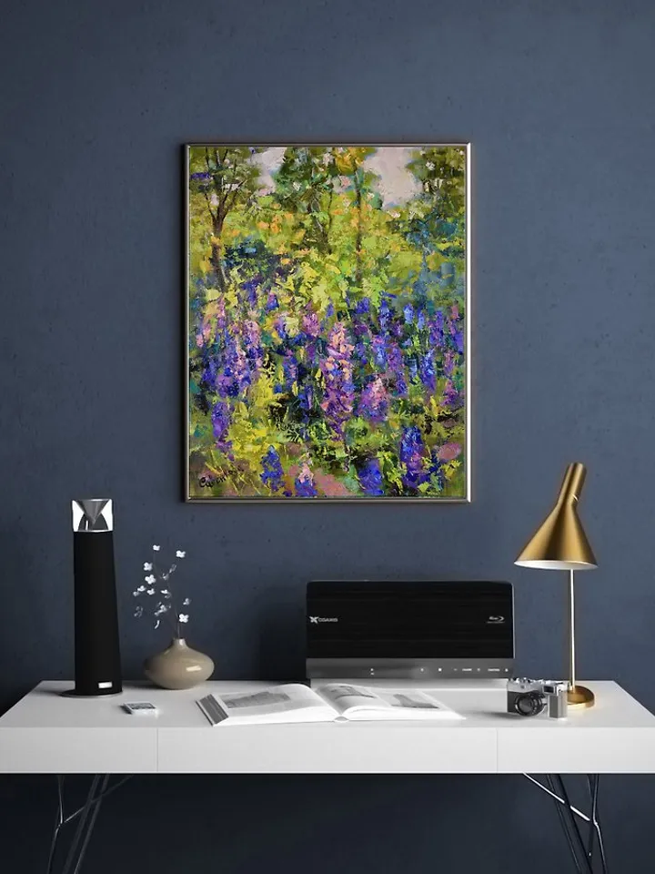 Meadow Painting Nature Landscape Blooming Wildflower Original Art