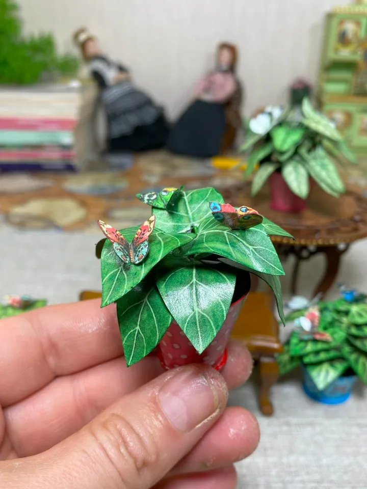 Tutorial. Flowers in a pot. 1:12. Dollhouse miniature. Flowers for a doll.