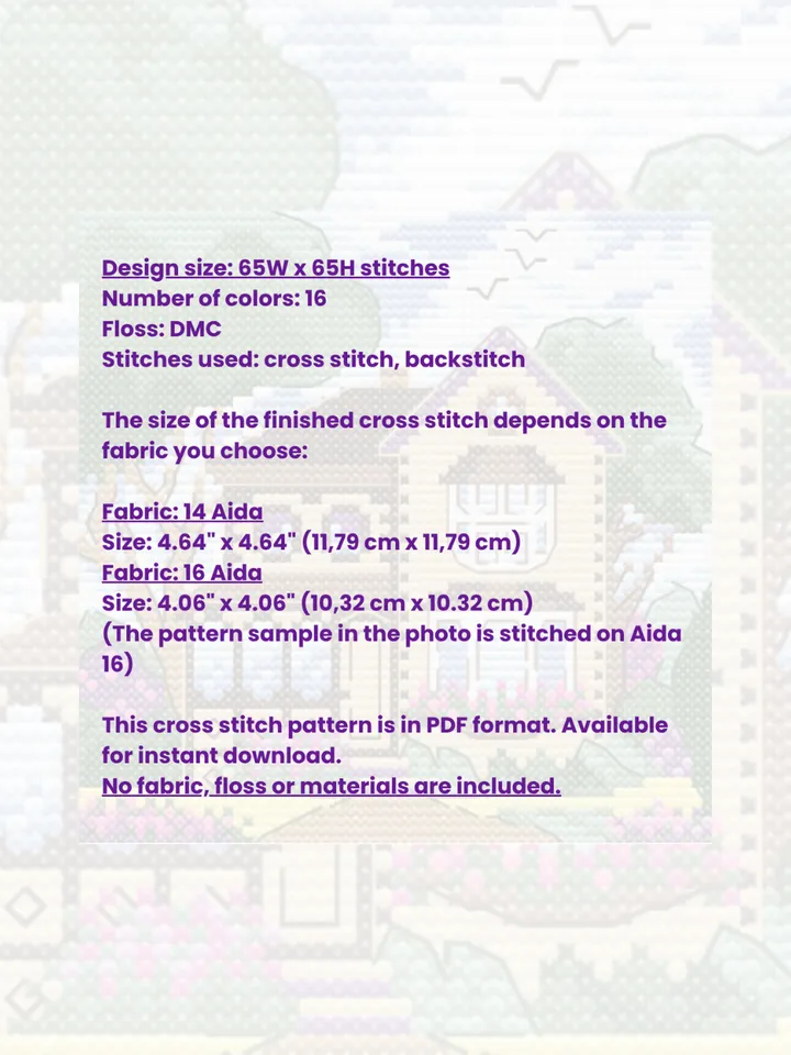 Cross stitch pattern House, digital xstitch chart, instant download
