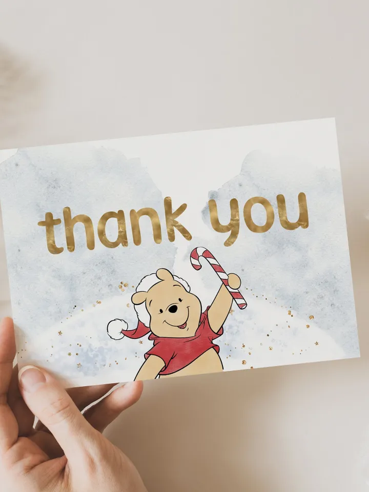 Editable Thank you card Hundred Acre Wood First Birthday party thank you; Winnie the Pooh Party; Classic Pooh Party Birthday ; xpooh1