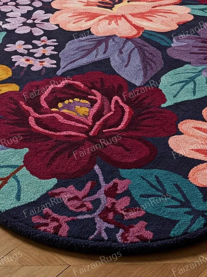 Irregular shape rug, Floral rug, 3x5,4x6,5x7,6x9,8x10,9x12,10x14, Handmade, area rug, custom rug, kids rug, home décor, kids rug. gift rug