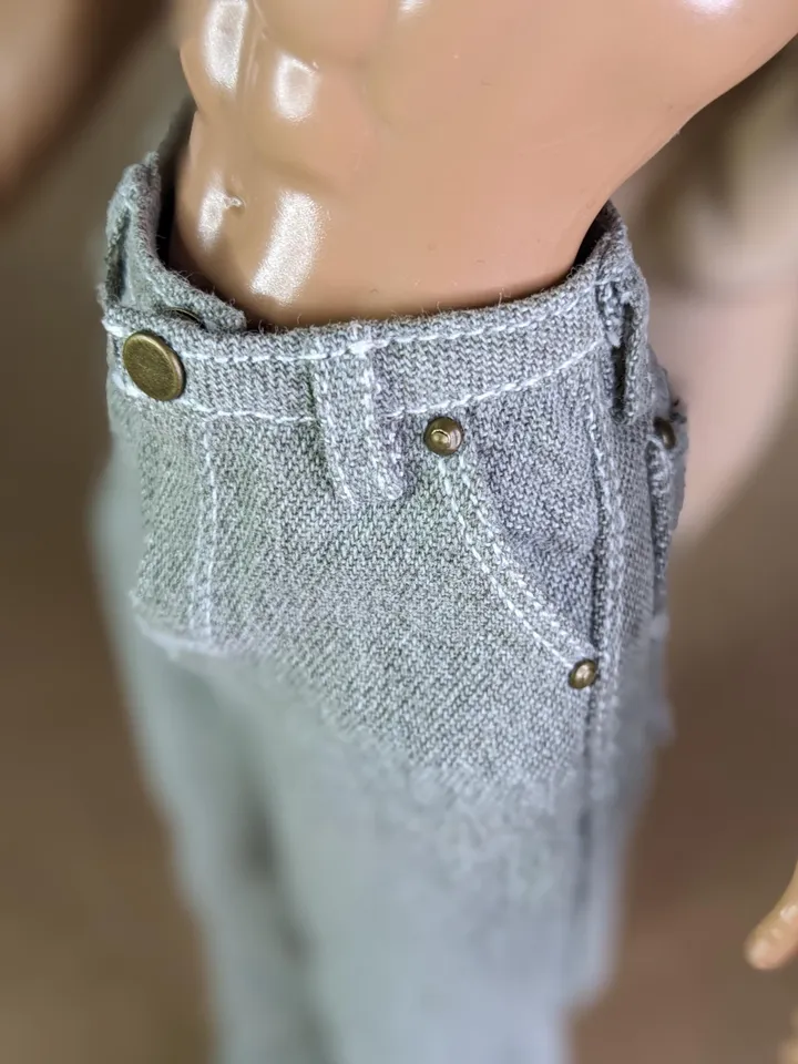 Realistic handmade khaki jeans for 13 inch fashion male doll (Adonis doll)