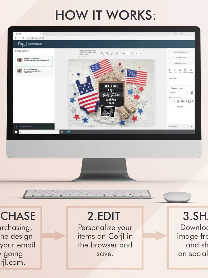 4th of July Pregnancy Announcement Digital, Patriotic Baby Announcement, 4th of July Baby Announcement Editable Digital Template