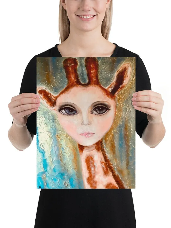 Woman girrafe Photo paper poster