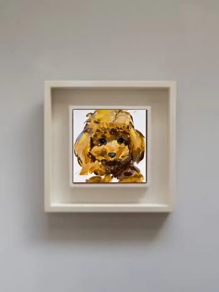 Poodle dog Painting Original Art Small Painting Animal Art