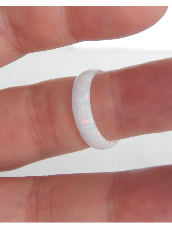White opal ring. White wedding ring. White ring for the bride.