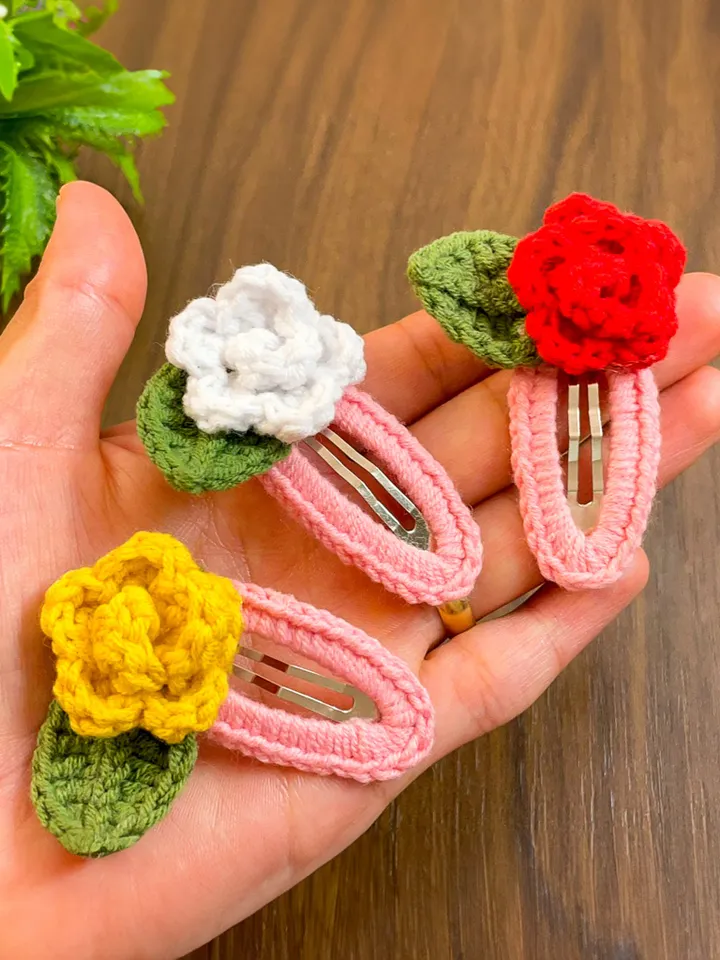 Hairclips Pattern for Kids - Neutral Hair Clip Crochet Pattern - Fall Crochet Pattern for Hairclips - Toddler Hair Clip Crochet Pattern