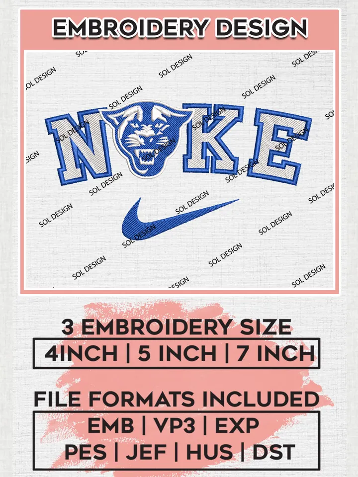 Nike Georgia State Panthers Machine Embroidery Design, NCAA Georgia State Panthers Embroidery Design files, NCAA Embroidery Designs, NCAA Machine Embroidery Designs, Digital Download