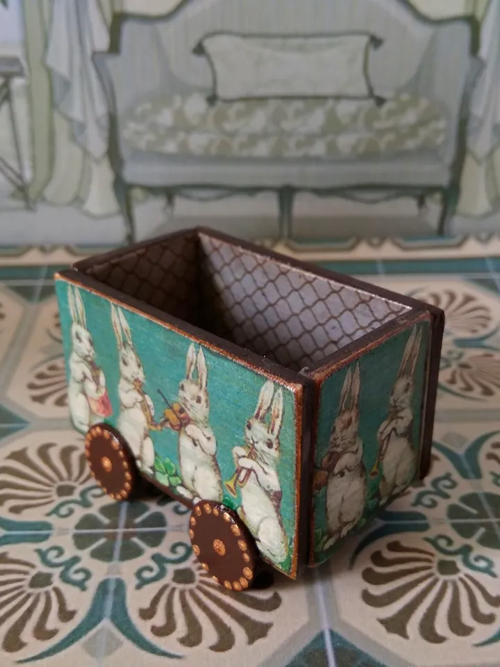 Trolley for dollhouse. Doll toy.1:12 scale.Dollhouse miniature. Handmade.
